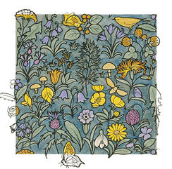 Textile design depicting a forest