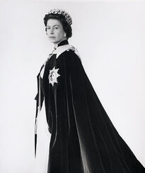 Queen Elizabeth II in the robes of Sovereign of the Order of the Garter