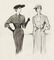 Christian Dior sheath dress and Madeline de Rauch coatdress, fashion illustration