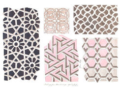 Architectural drawings of ornamental stone carvings in Agra