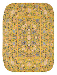 Cushion cover with designs of lotuses, peonies and bats