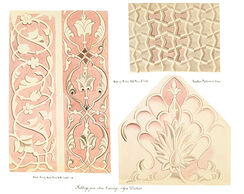 Architectural drawings of ornamental panels and pillars in Agra