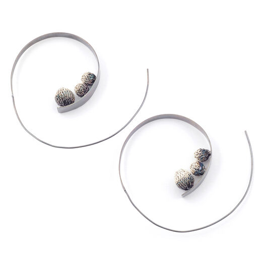 Hoop knit hook earrings by Milena Zu