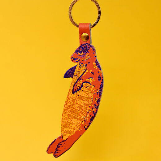 Coral seal leather keyring