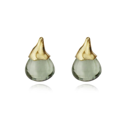 Green amethyst acorn stud earrings by Mounir