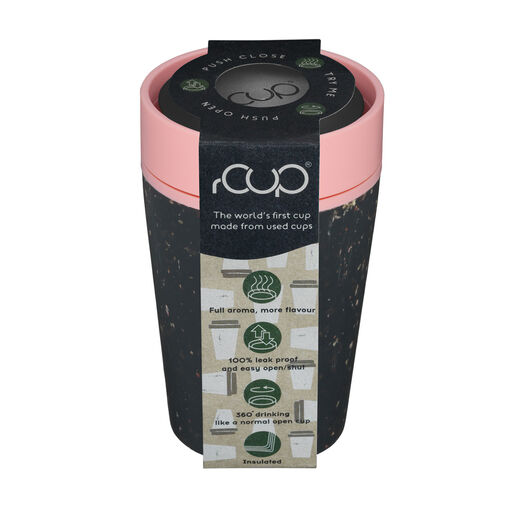rCUP pink lid reusable coffee cup