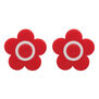 Mary Quant red daisy drop stud earrings