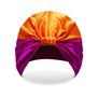 A fuchsia and orange silk hair wrap.