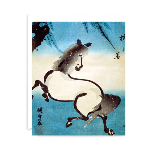 Horse and willow greeting card