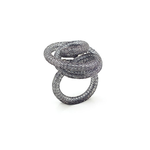 Silver wire squiggle ring by Samuel Coraux