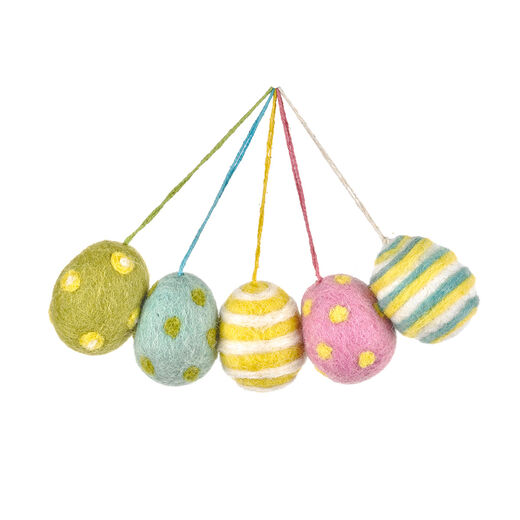 Easter egg felt decorations - set of five