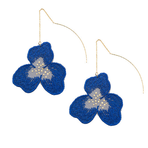 Dark blue flower hook earrings