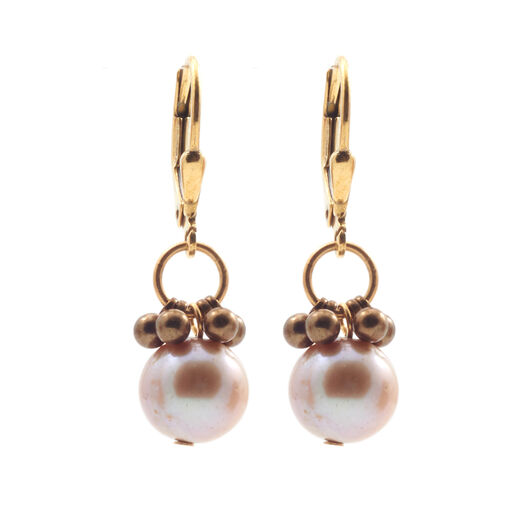 Champagne pearl hook earrings by Joli