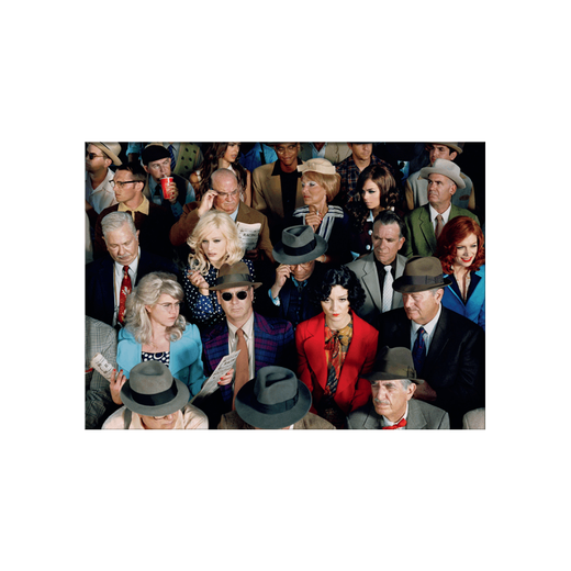 A magnet featuring a photograph of a crowd.