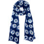 Indigo clamp dye wool scarf
