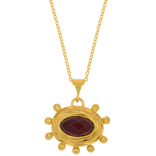 Red agate sun pendant necklace by Ottoman Hands