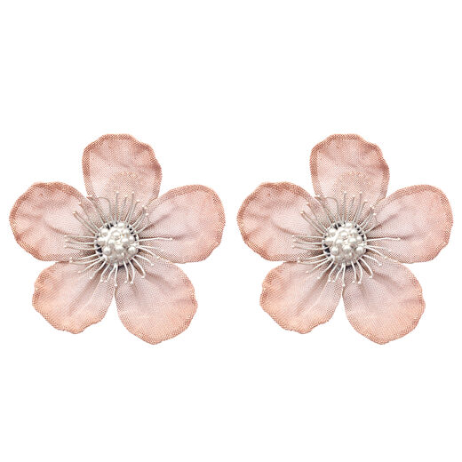 Blush mesh flower stud earrings by Sarah Cavender