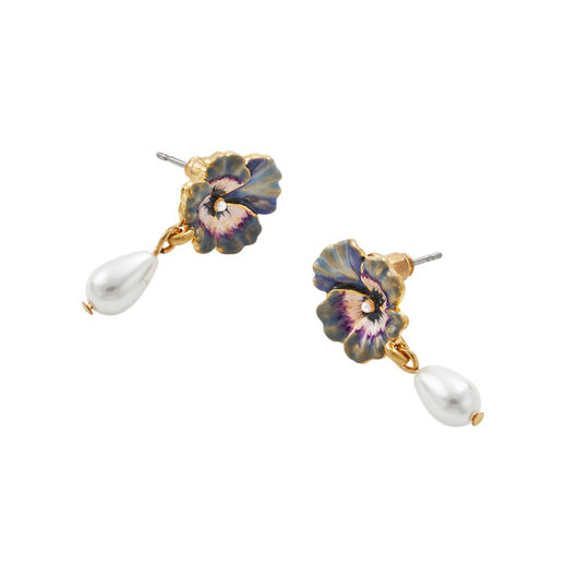 Pansy drop stud earrings by Fable England