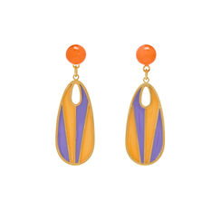 Art Deco orange and purple earrings