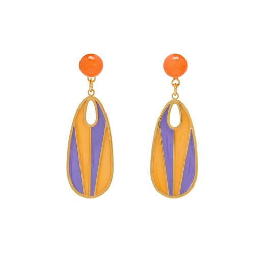 Art Deco orange and purple earrings