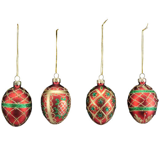 Red egg Christmas baubles - assorted