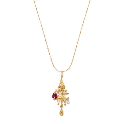Ruby and pearl clown necklace by Ruby Jack