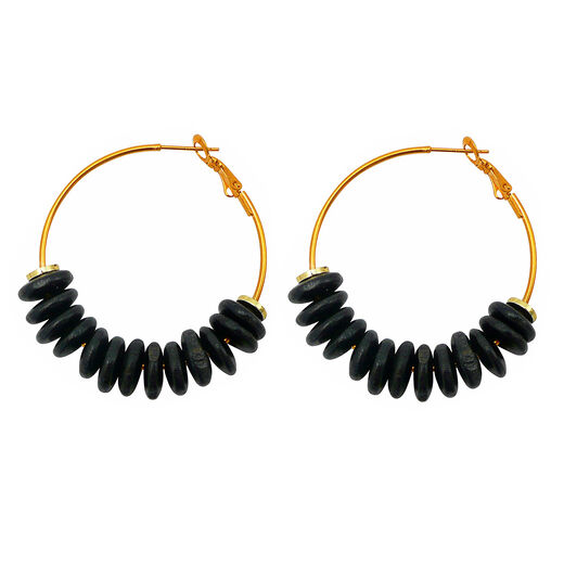 Black bead hoop earrings