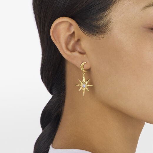 Crescent moon and star drop earrings by Ottoman Hands