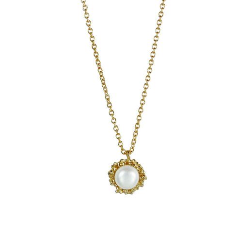 Ornate pearl pendant necklace by Mounir