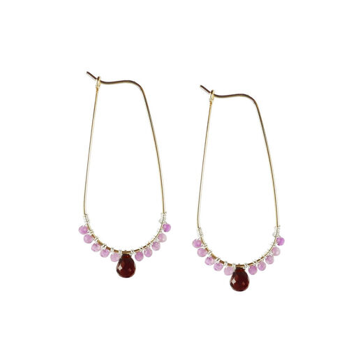 Pink tourmaline and garnet stud earrings by Mounir