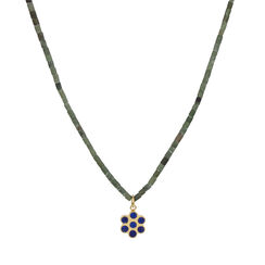 Lapis lazuli flower pendant necklace by Turquoise Mountain