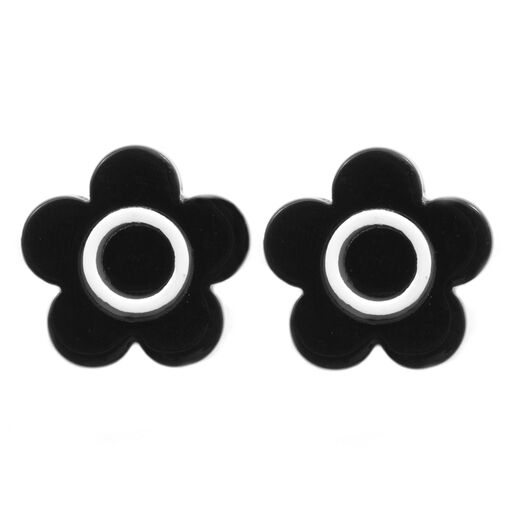 Mary Quant black daisy stud earrings