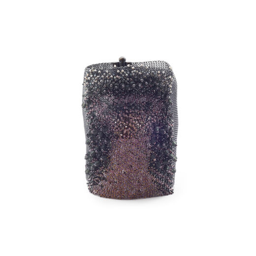Wide knit purple beads bracelet by Milena Zu