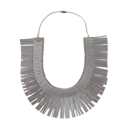 Silver layered fringe necklace by Alexandra Tsoukala