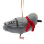 Pigeon felt decoration wrapped in red scarf