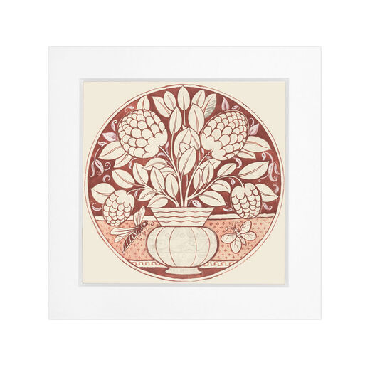 Dish design by William De Morgan – 8 x 8” mounted print