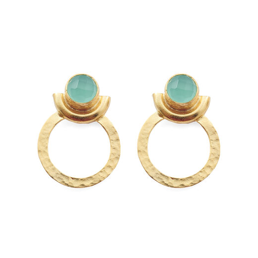 Crescent aqua stud earrings by Ottoman Hands