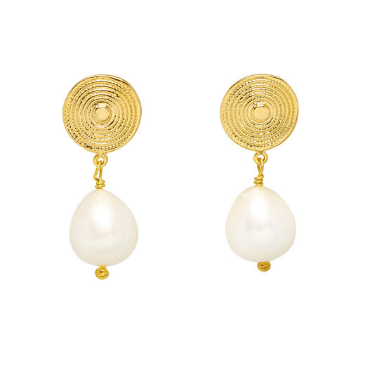 Pearl disc Fair Trade stud earrings by Mirabelle