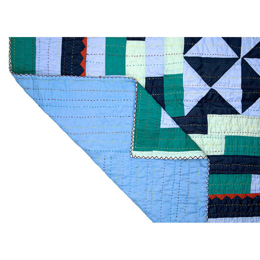 Large green patchwork quilt - assorted
