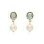 Pearl and porcelain cameo drop earrings by Vintouch