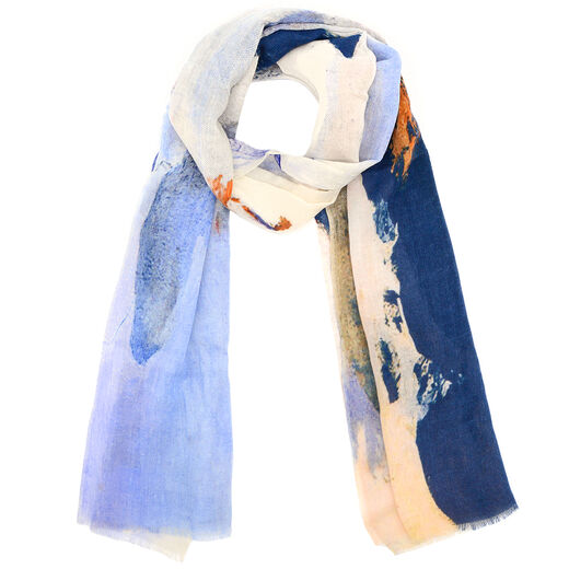 White abstract paint wool scarf
