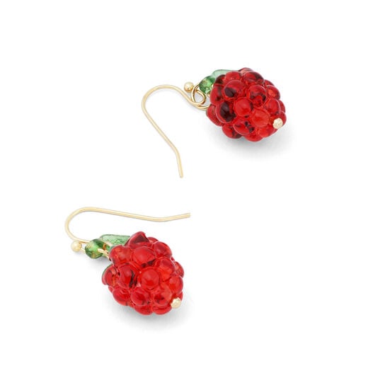 Raspberry glass earrings