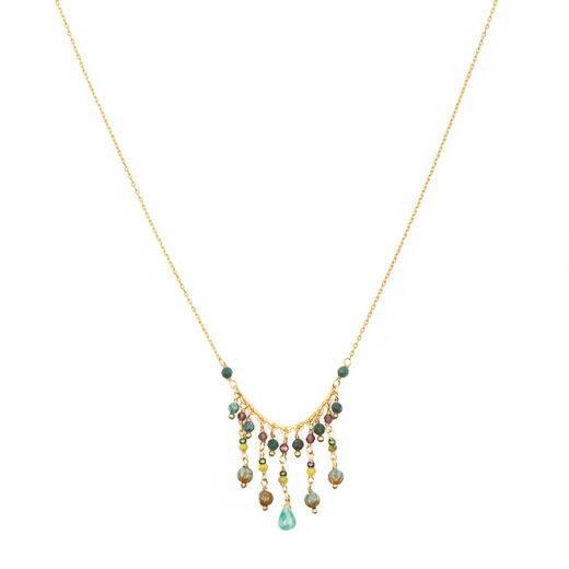 Multicoloured fringe statement necklace by Le Fourbi De Capucine