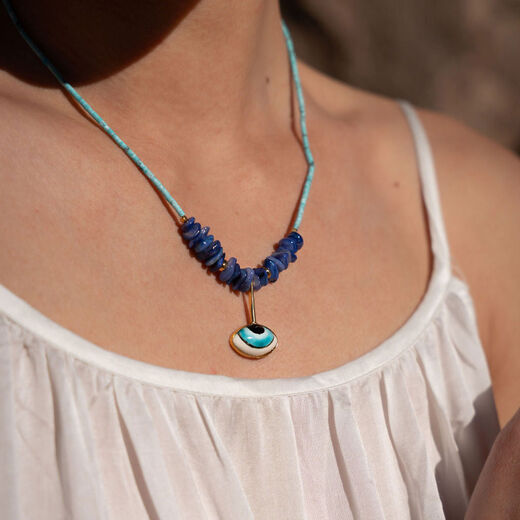 Beaded evil eye necklace by Ottoman Hands