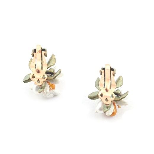 Orange blossom clip on earrings by Michael Michaud