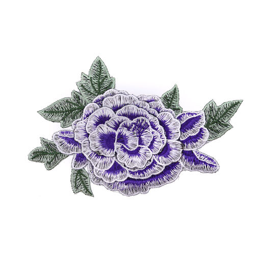 Purple rose embroidered patch