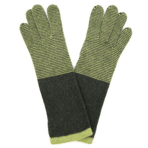 Green long stripe gloves by Santacana