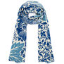 Blue flowers crepe de chine silk scarf