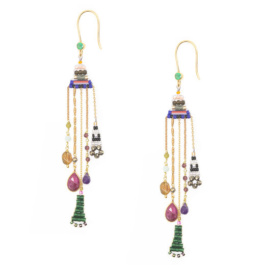 Multicoloured bead statement earrings by Le Fourbi De Capucine