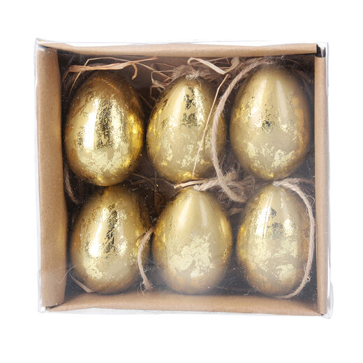 Gold leaf egg decorations - set of six